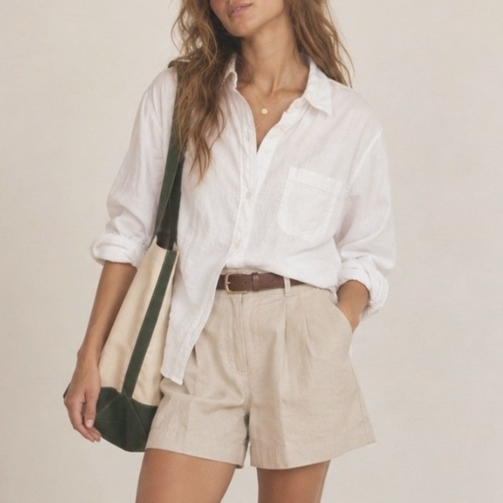 Cotton Shirt Button Down Long Sleeve XL White Basic 90s Minimalist Work Preppy